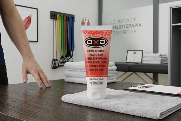 Crema efecto calor OXD en una clínica de fisioterapia deportiva